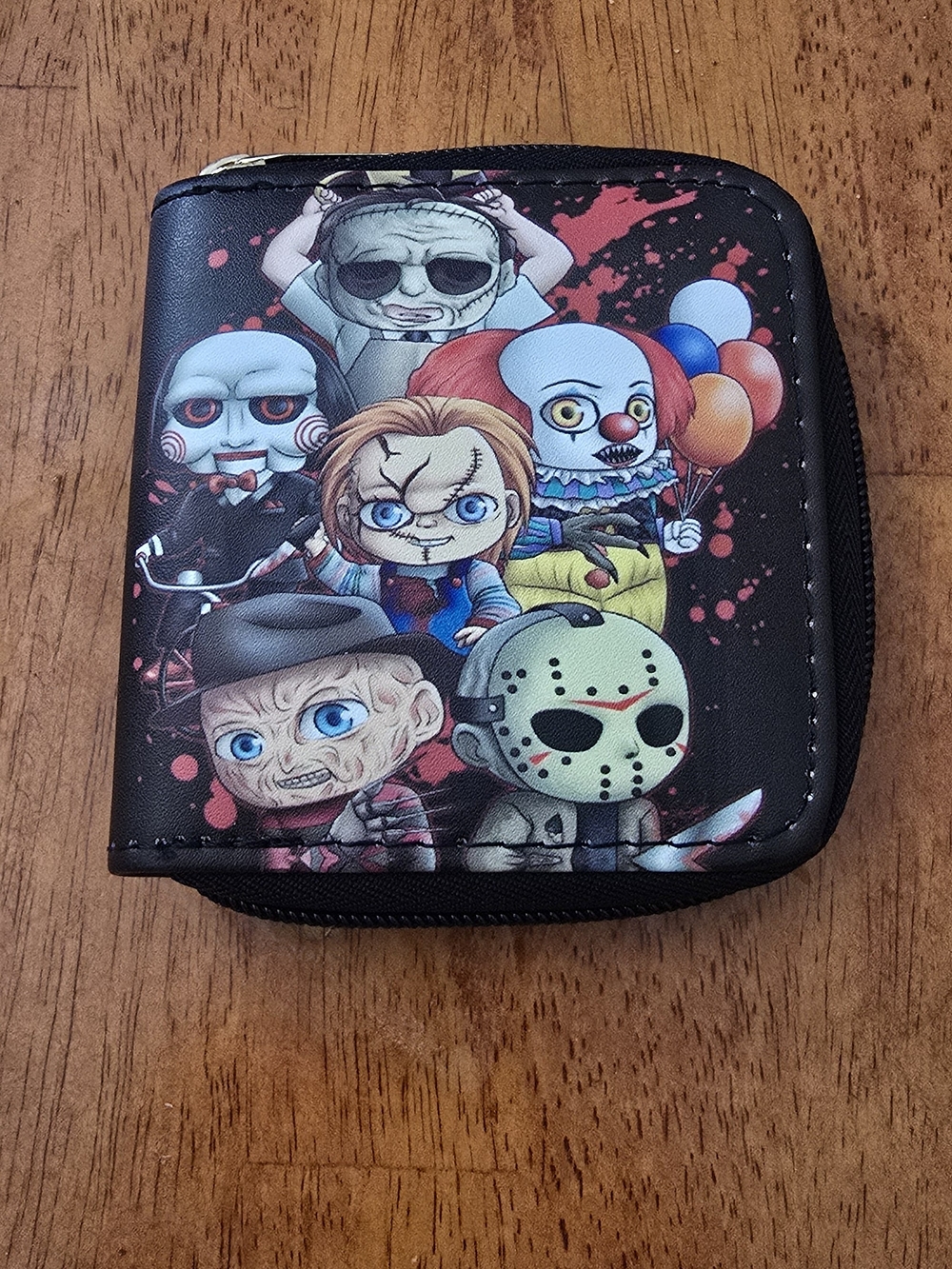 Horror Character Zip Wallet Case - Black